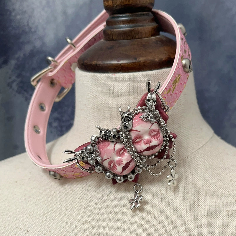 Choker-Ersan Tongsheng original Chinese punk niche design collarbone chain choker neck chain retro doll dark necklace