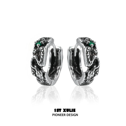 Y2K Black Snake Texture Earrings