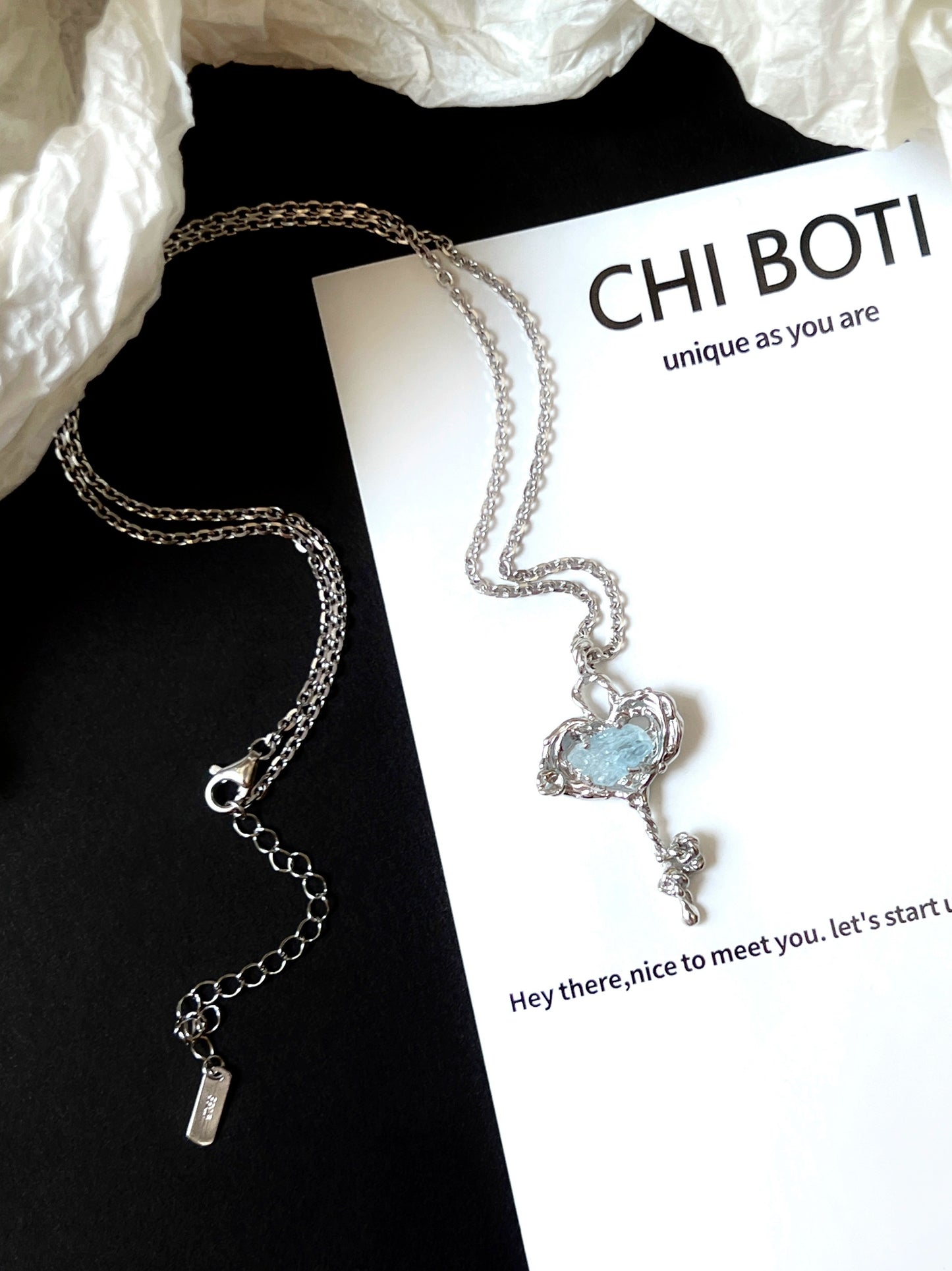 "Sky Blue Key" Aquamarine Necklace