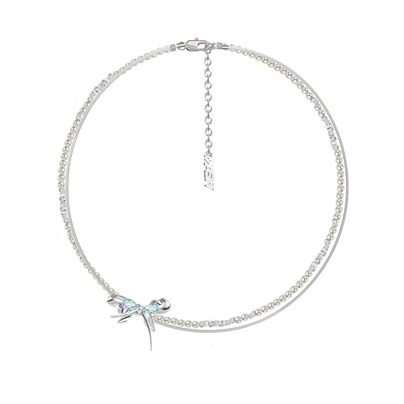 Blue Butterfly Pearl Necklace