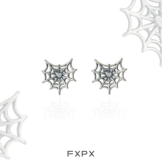 Y2K Punk Spider Web Silver Earrings