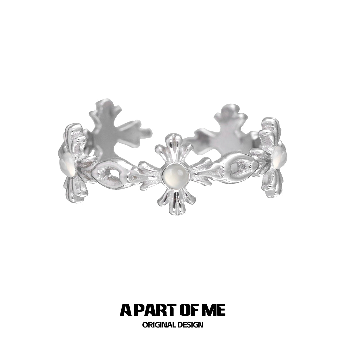 Snowflake Cross Agate Ring