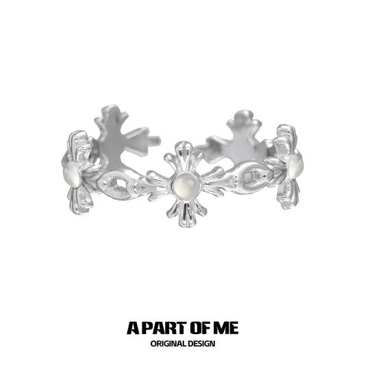 Snowflake Cross Agate Ring