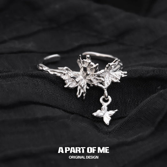 Butterfly Charm Silver Ring