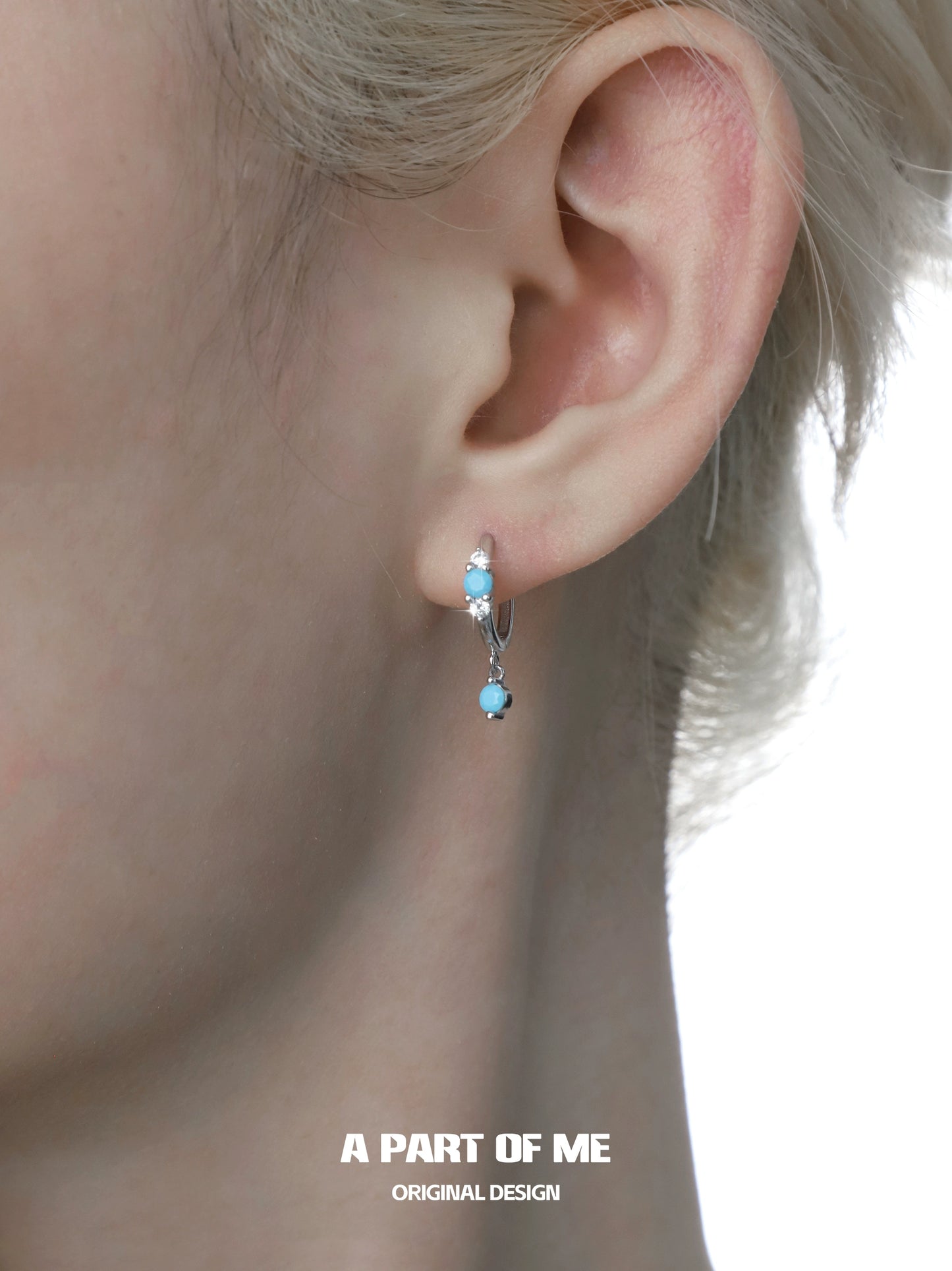Snow Vein Turquoise Hoops Earrings