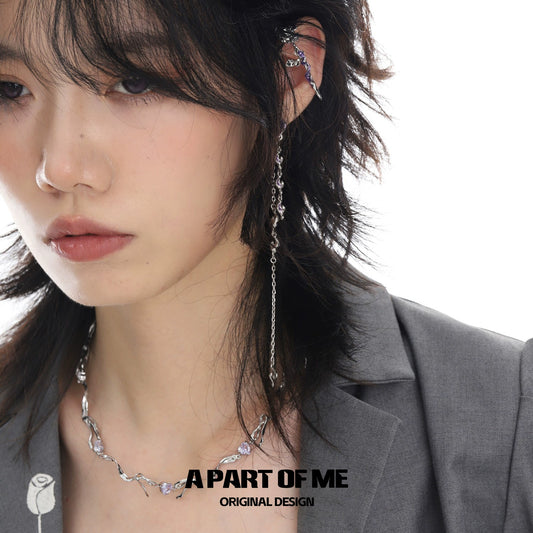 Purple Rose Tassel Earrings