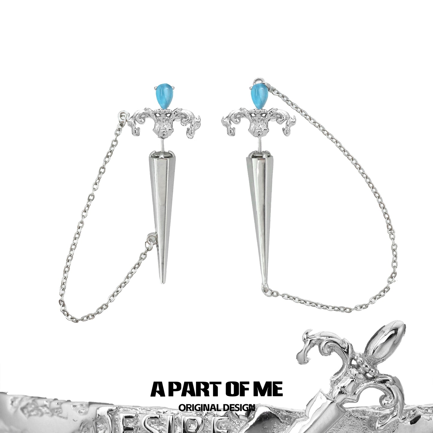 Crying Sword Piercing Stud Earrings