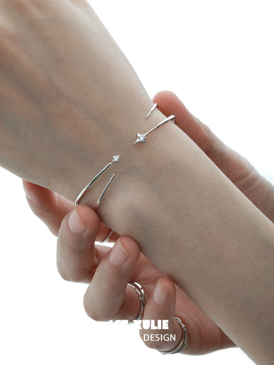 Futuristic Star Track Silver Bracelet
