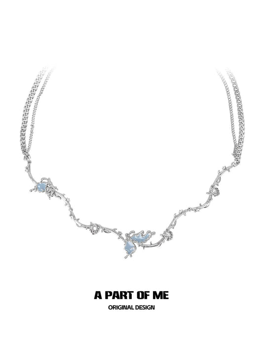 Thorn Rose Butterfly Necklace