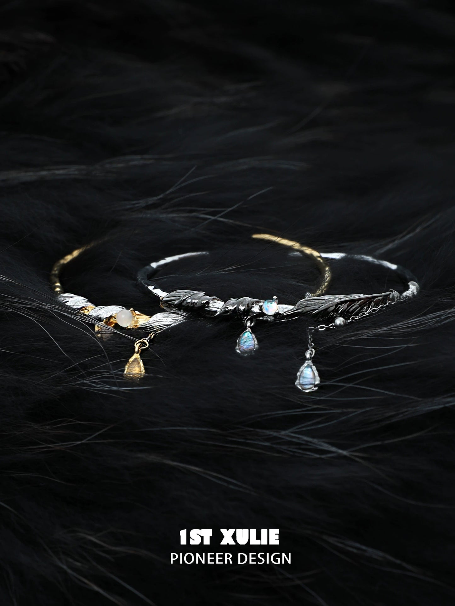 Black & Gold Feather Couple Bracelet