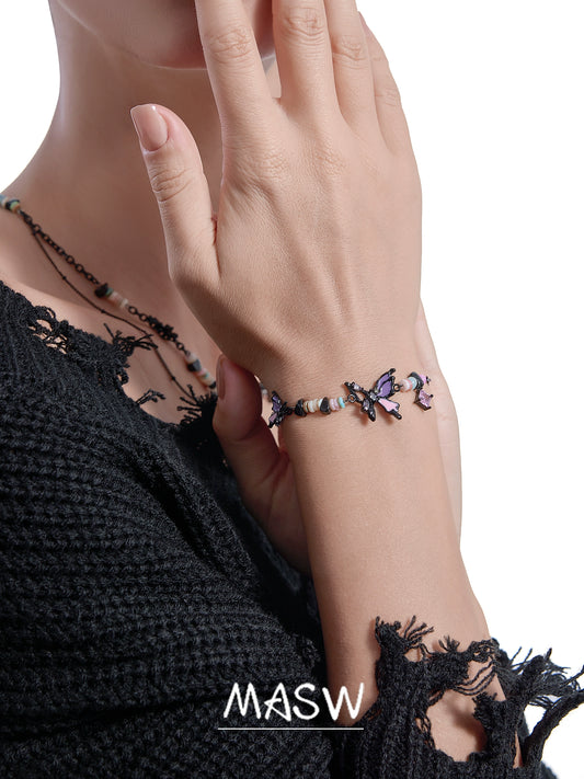 Oil-Paint Butterfly Bead Bracelet