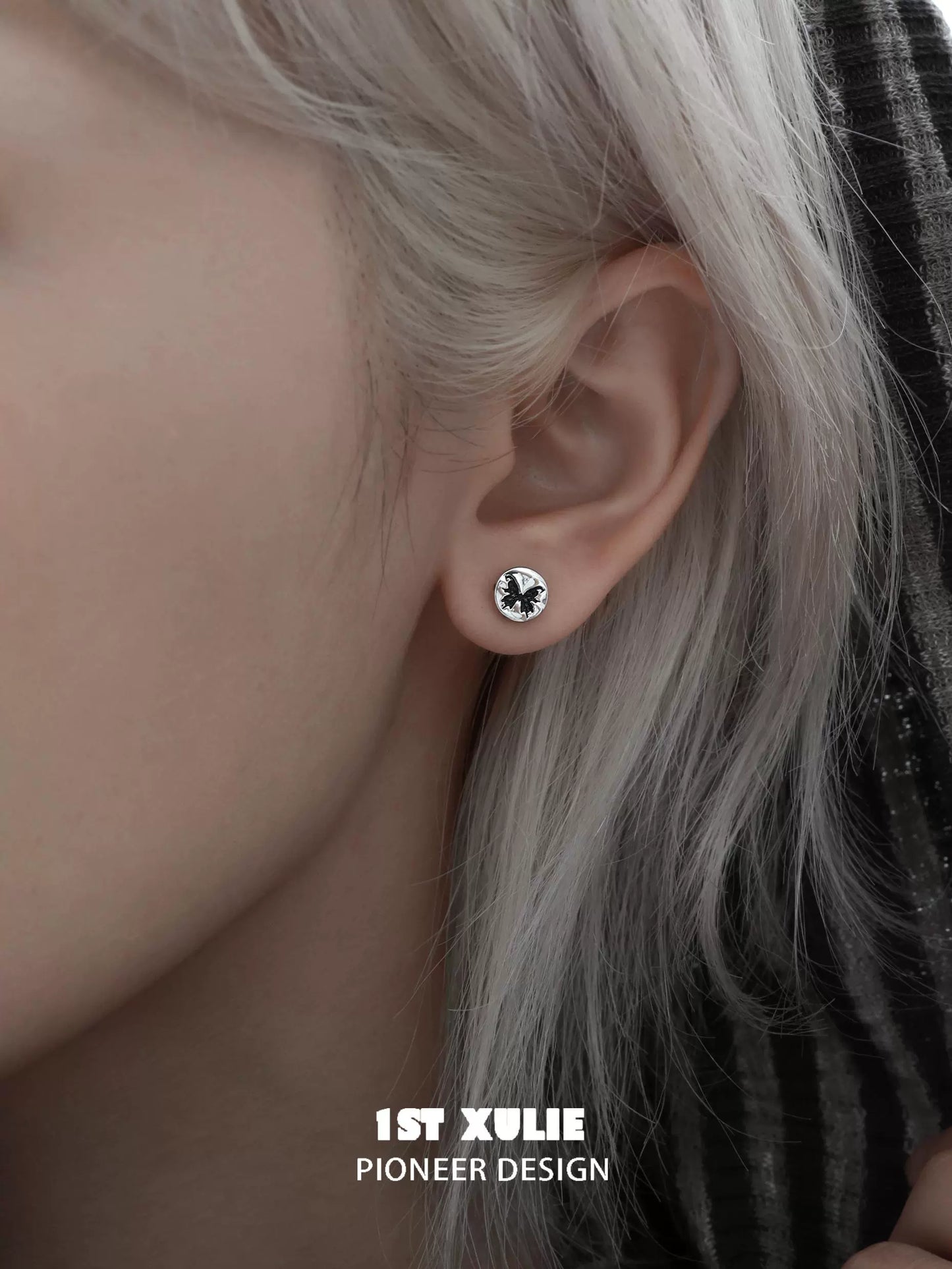 Dark Gothic Butterfly Ear Studs