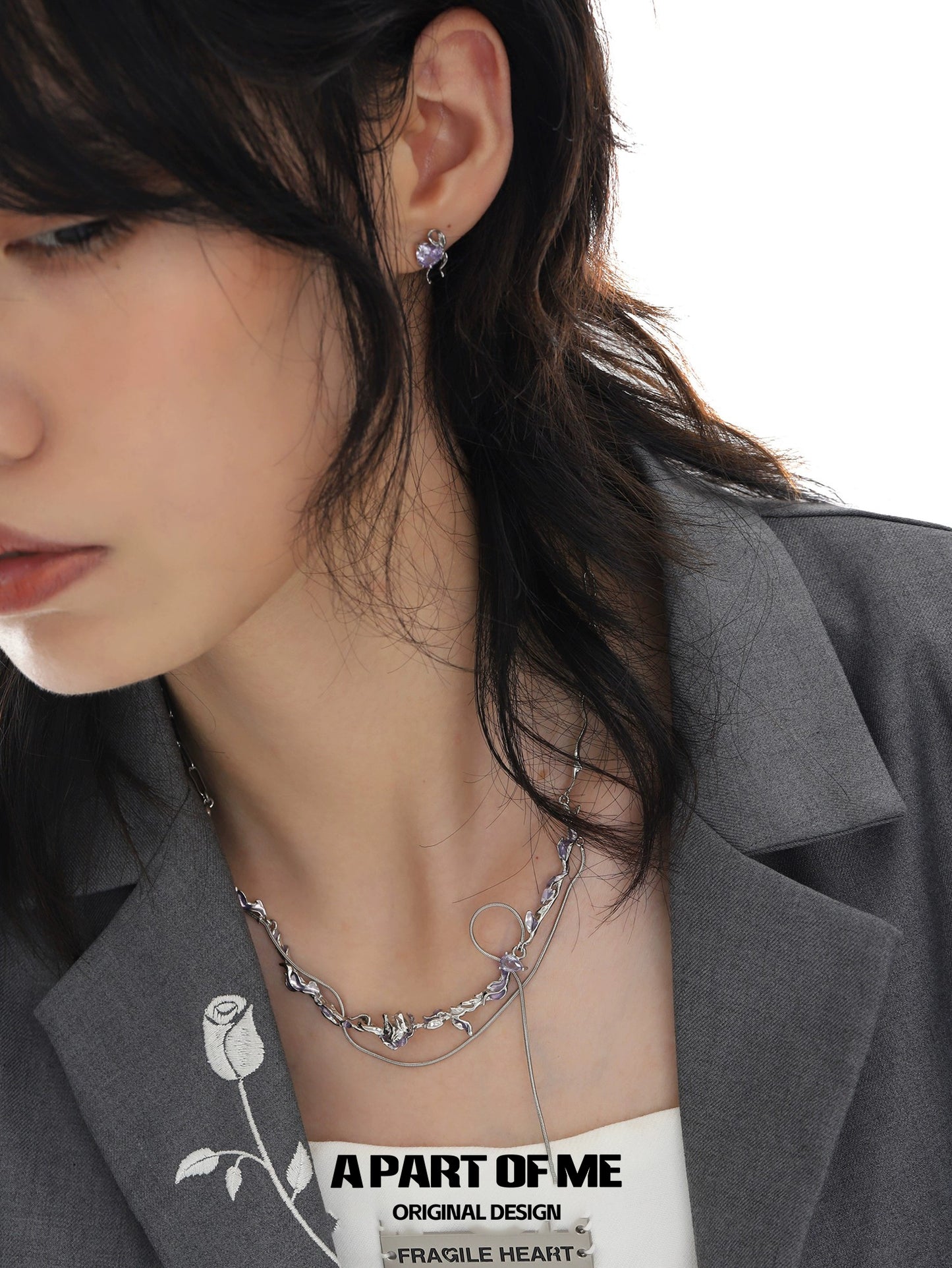 Love Purple Rose Necklace
