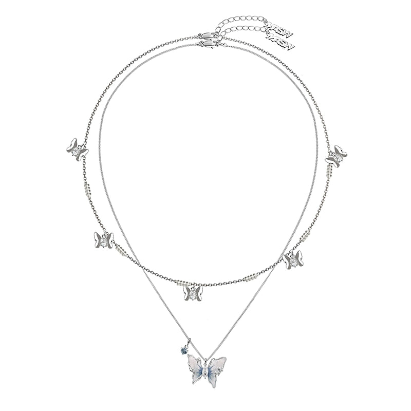 Starry Blue Butterfly Necklace