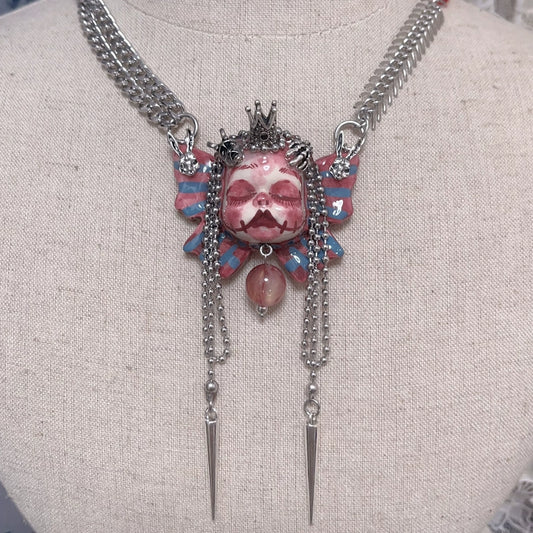 Necklaces-Ersan Tongsheng Original Handmade Clay Spice Girl Dark Butterfly Decadent Wind Doll Niche Millennium Subculture Necklace