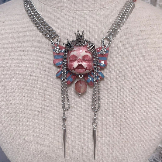 Necklaces-Ersan Tongsheng Original Handmade Clay Spice Girl Dark Butterfly Decadent Wind Doll Niche Millennium Subculture Necklace