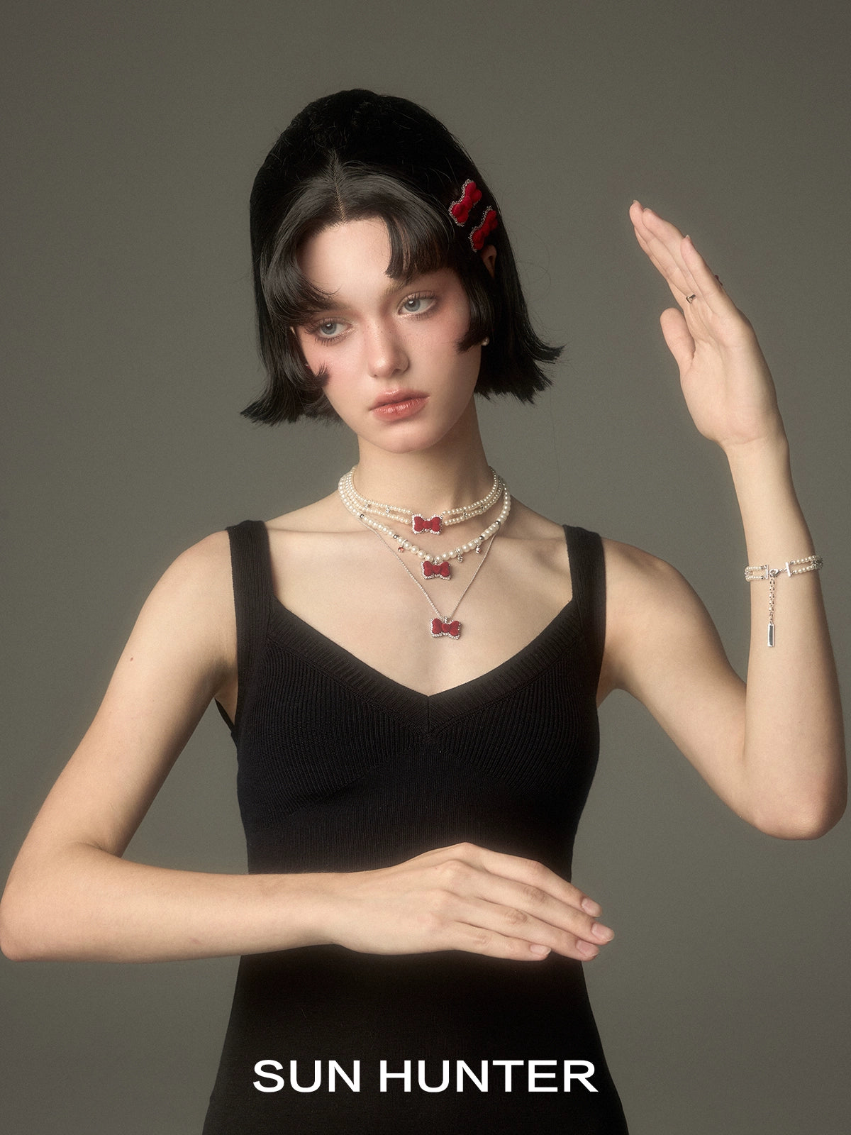 Velvet Bow Pearl Bracelet