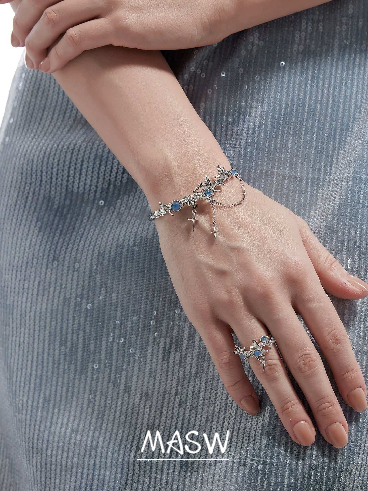 Moonstone Butterfly Tassel Bracelet