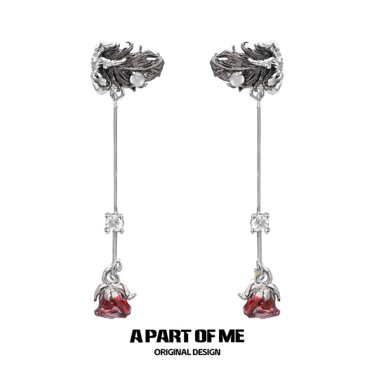 Feather Rose Zircon Ear Cuffs