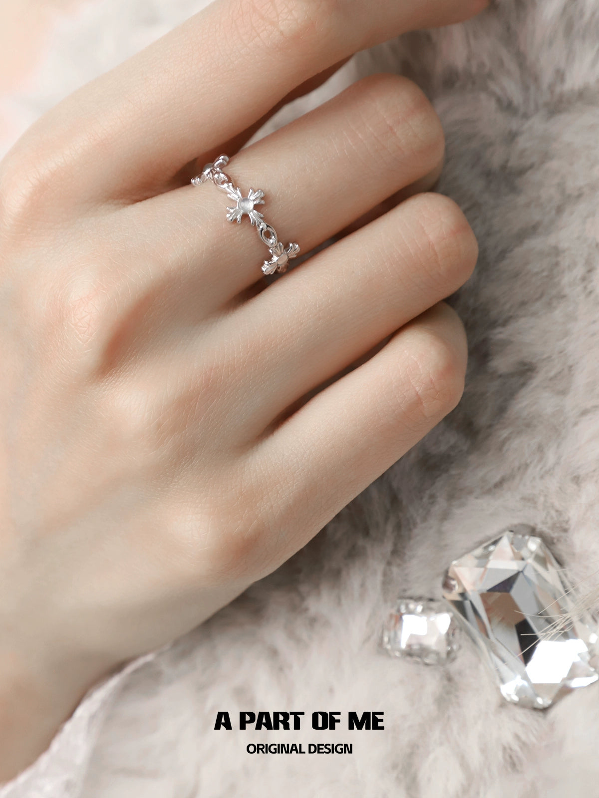 Snowflake Cross Agate Ring