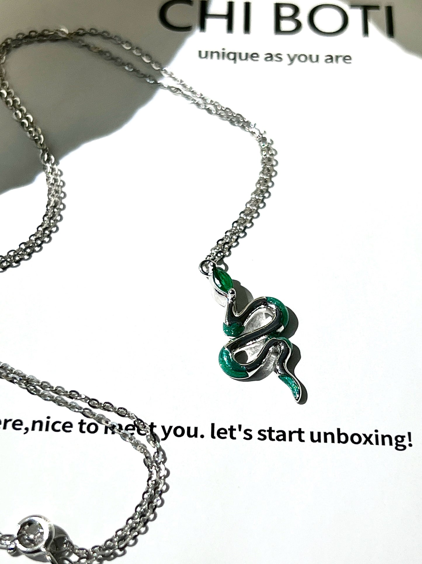 "Green Snake Dreams" Zircon Necklace