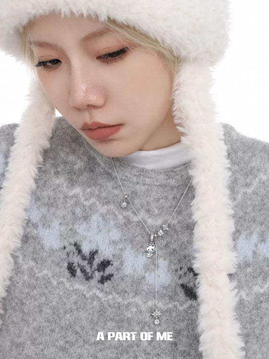 Snowflake Cat Pendant Necklace