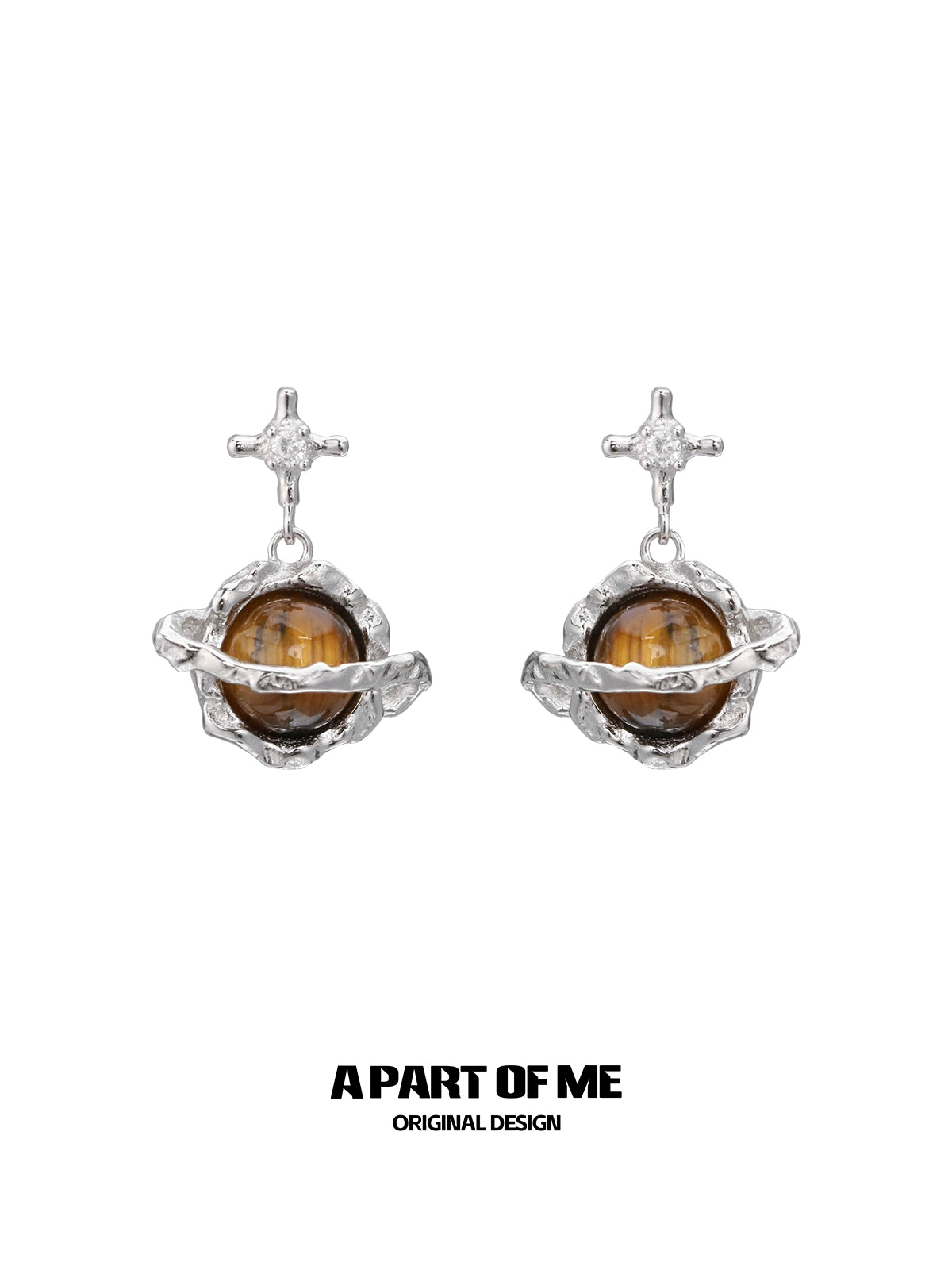 Tiger Eye Saturn Earrings