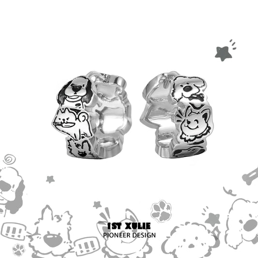 Cool Happy Puppy Stud Earrings