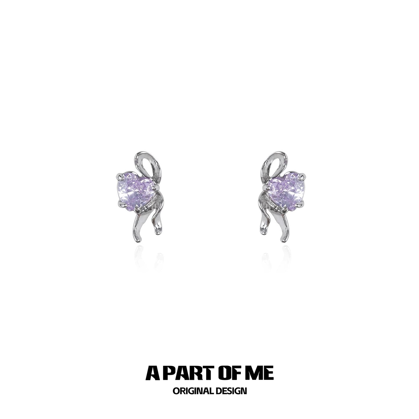 Purple Bow Love Diamond Earrings
