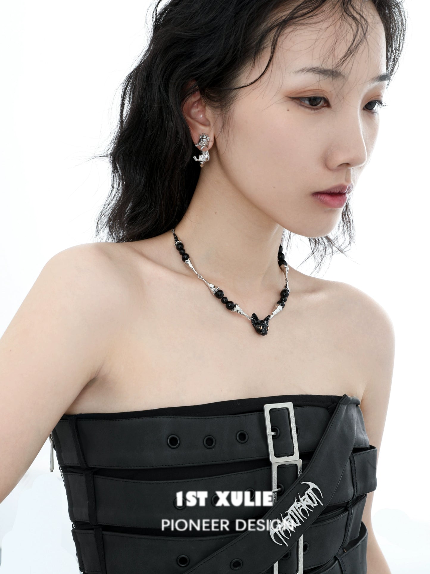 Mystic Black Cat Collarbone Necklace