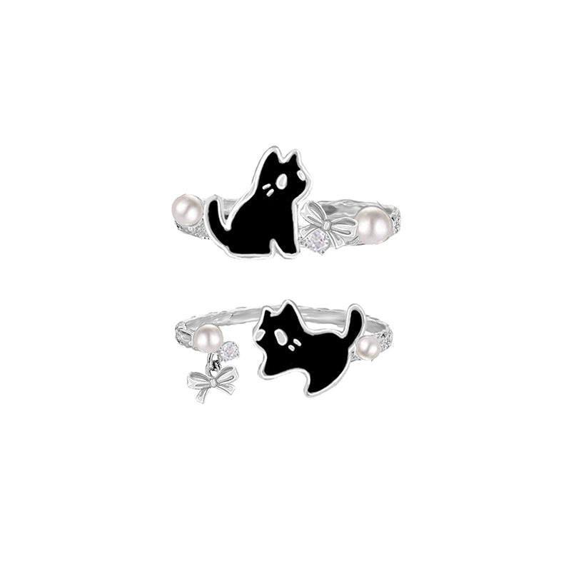 Black Cat Pearl Ring
