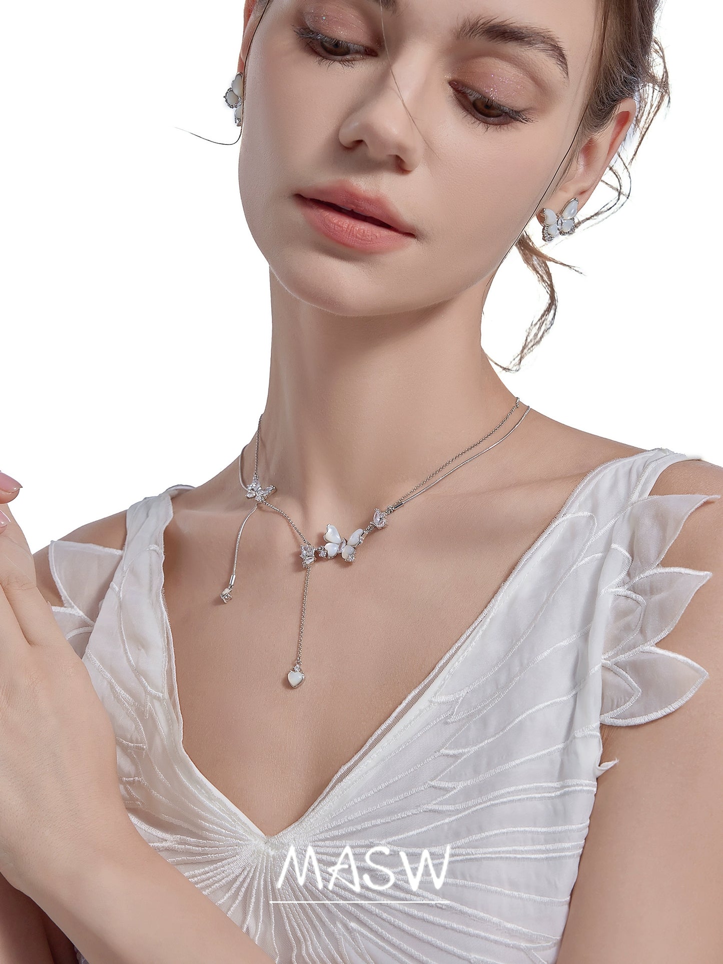 White Fritillary Butterfly Necklace