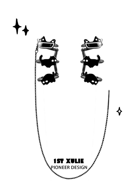 Y2K Black Cat Chain Ear Cuffs