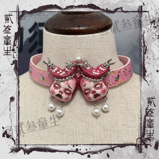 Choker-Two Three Tongsheng Original Doll Necklace Female Dark Niche Hottie Premium Sense Choker Clavicle Chain Sweet Cool Soft Girl