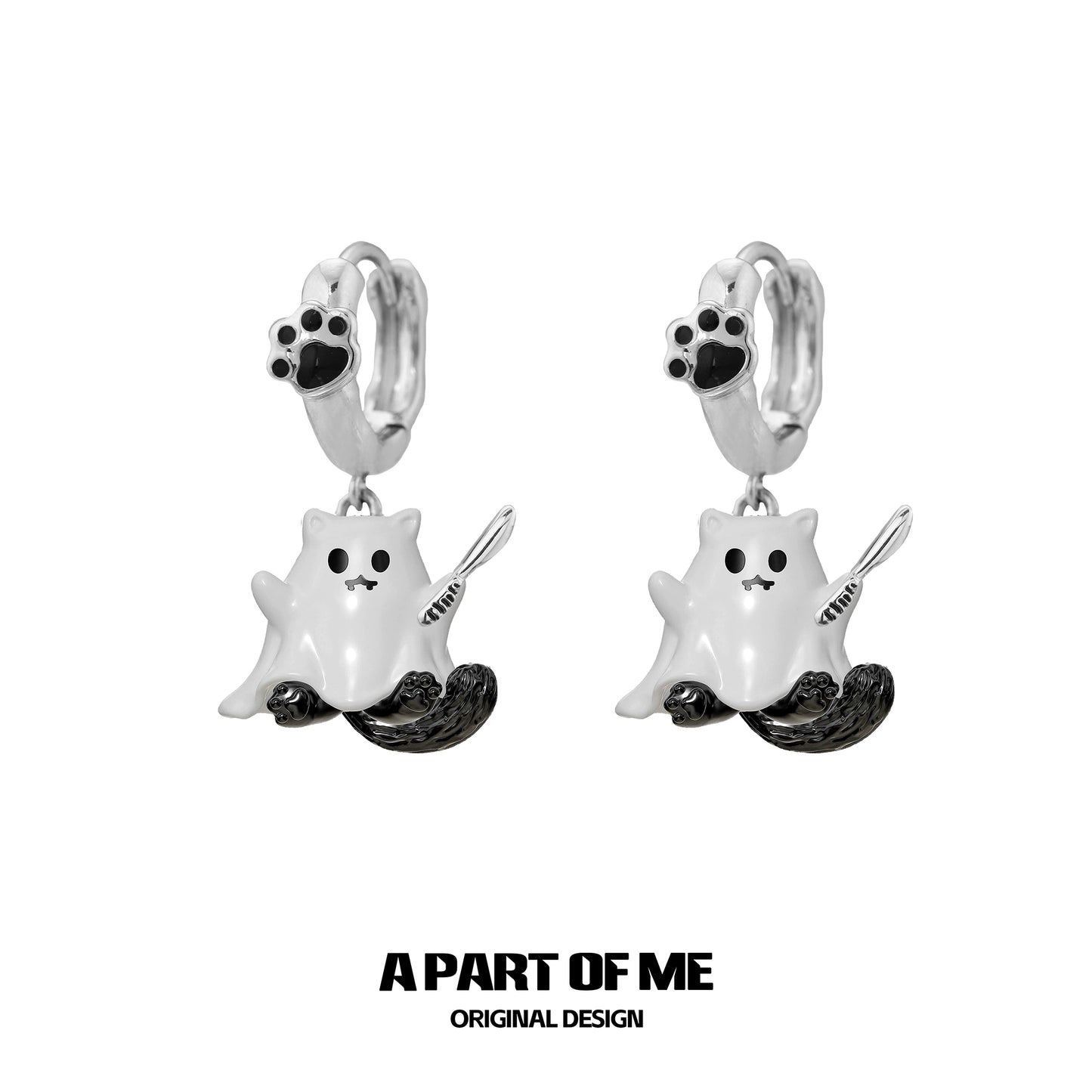 Kitten Ghost Couple Earrings