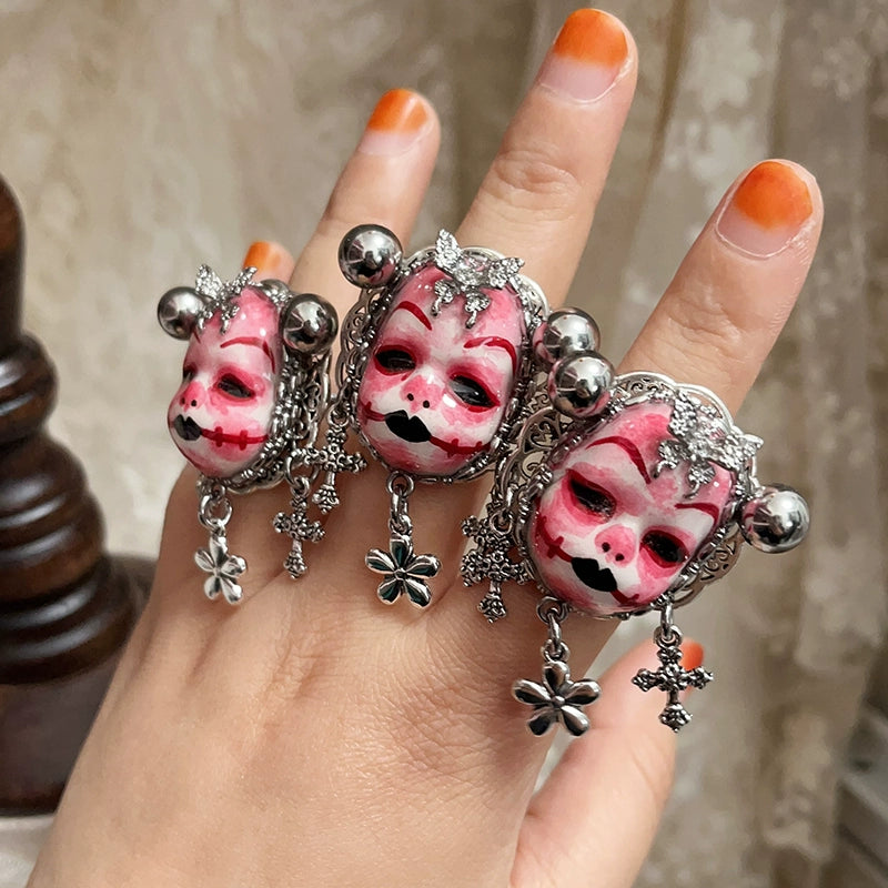 Rings-Ersan Tongsheng Original Niche Design Advanced Sense Dark Sweet Cool Opening Couple Ring Ghost Horse Funny Baby Ring