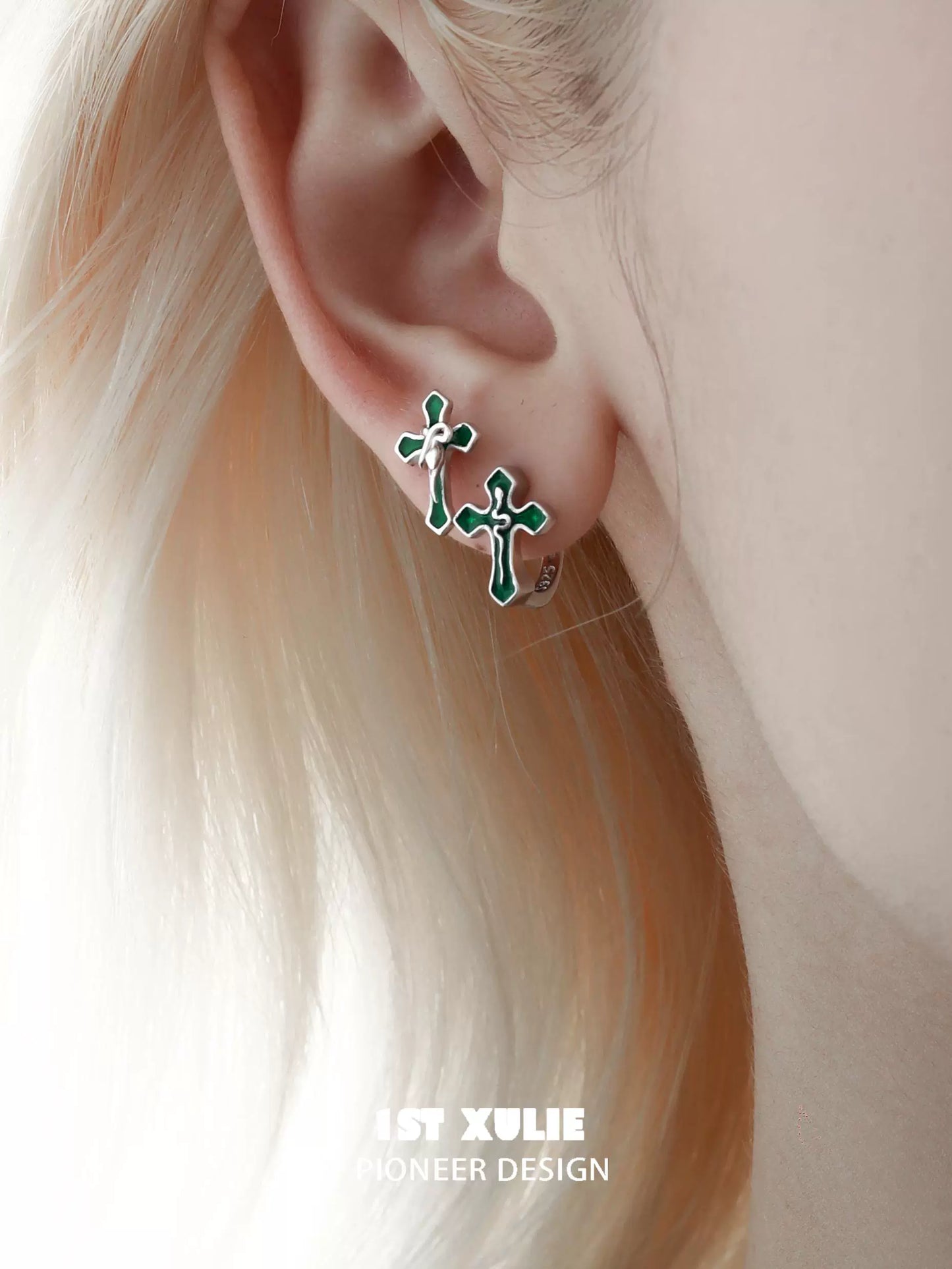 Gothic Sin Snake Cross Earrings
