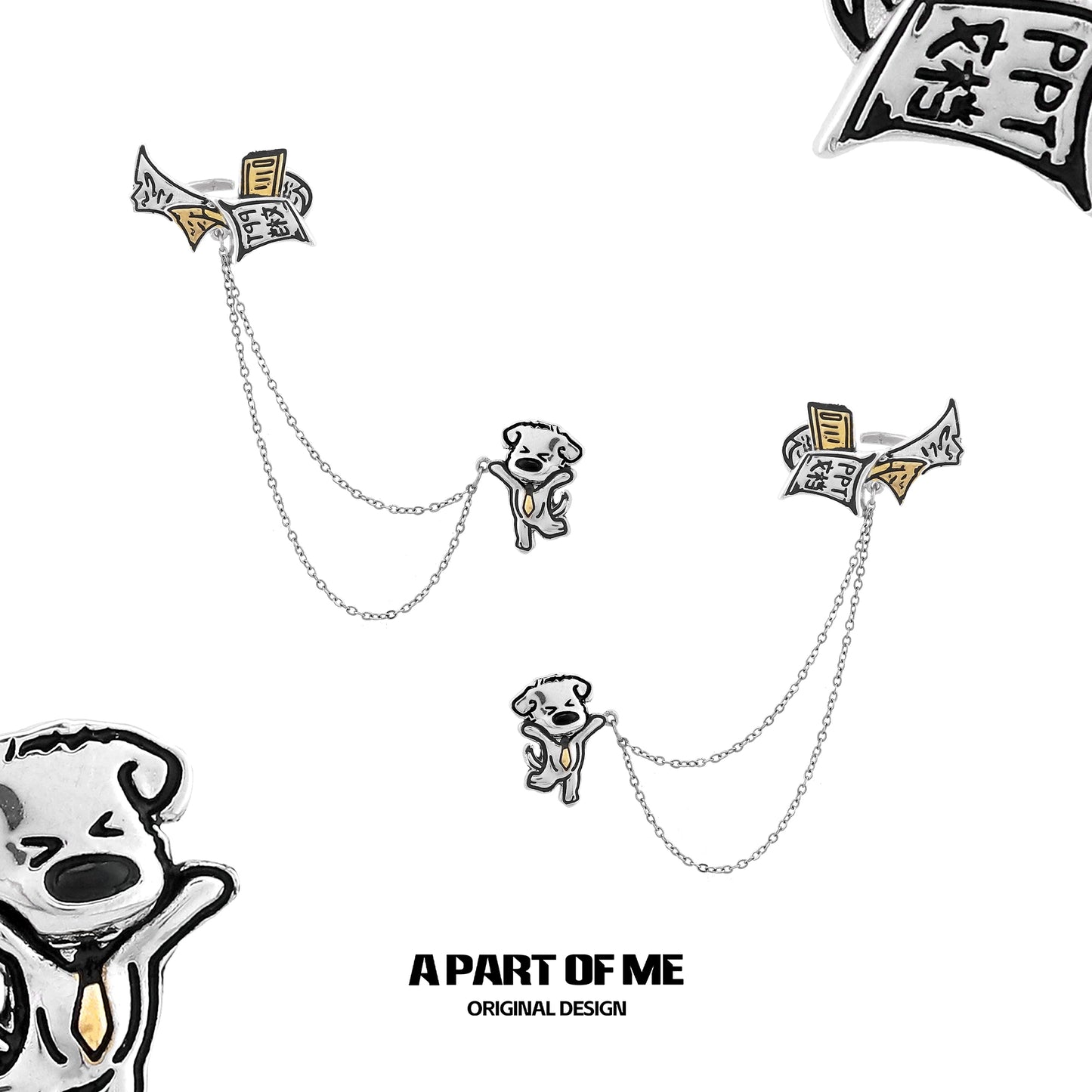 Rebel Puppy Chain Earrings