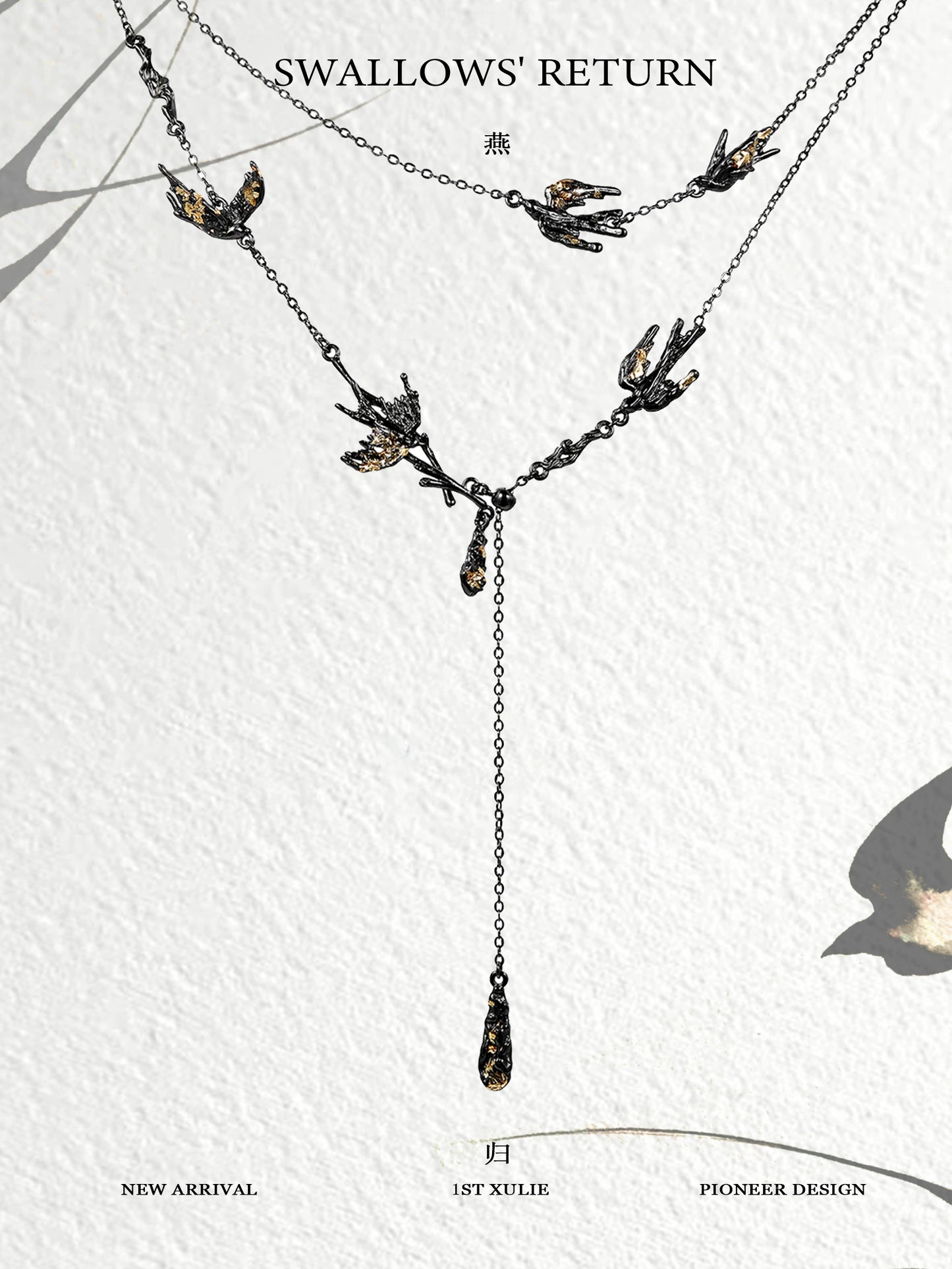 Dark Soaring Swallow Necklace