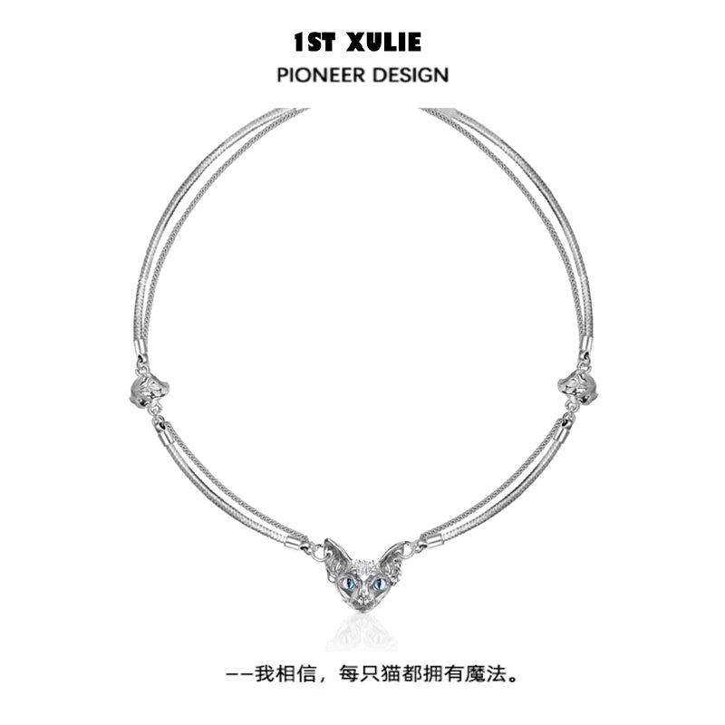 Sweet Cool Cat Clavicle Necklace
