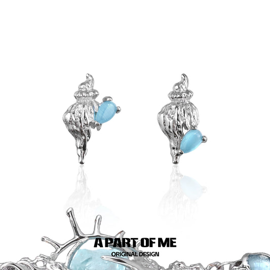 Ocean Whisper Conch Silver Earrings