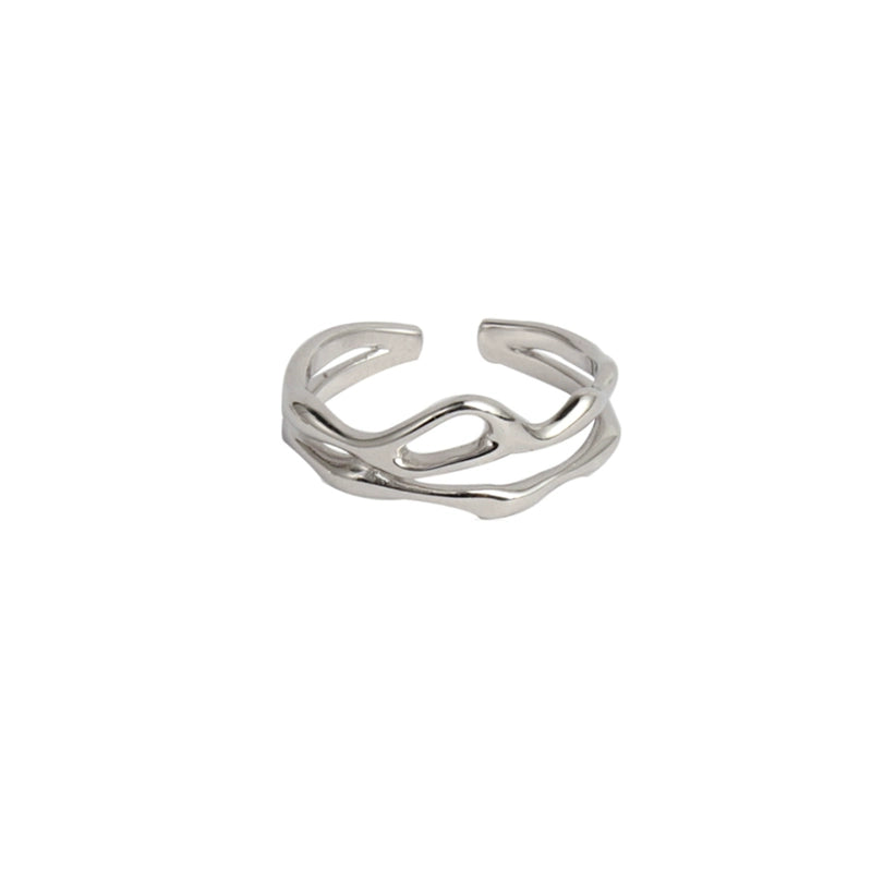 Minimalist Irregular Line Art Silver Ring