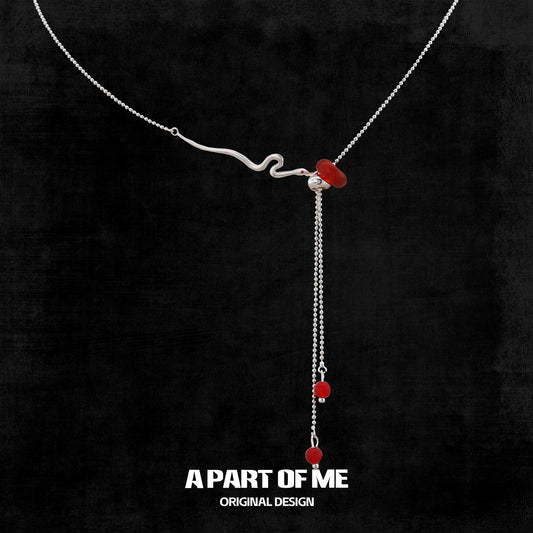 Red Jade Silver Snake Necklace