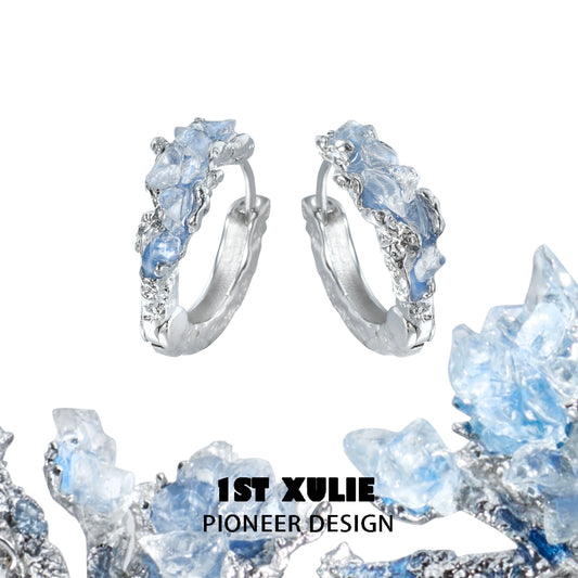 Ice Century Sea Crystal Ear Clips