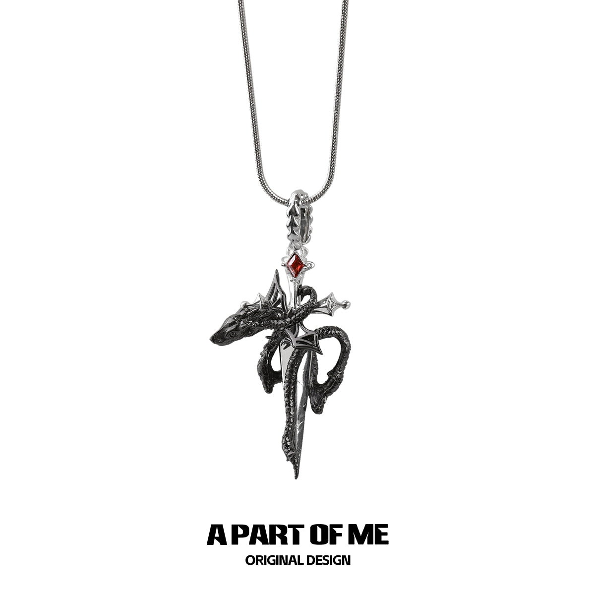 Ruby Dragon Sword Necklace