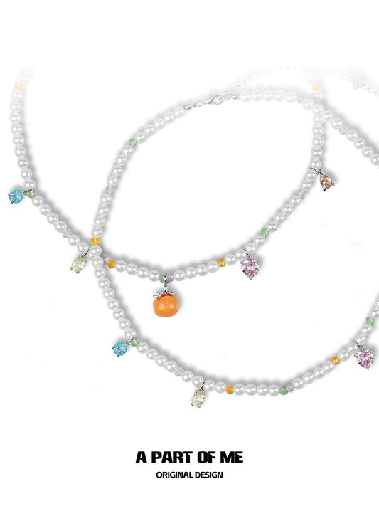 Lucky Persimmon Pearl Necklace