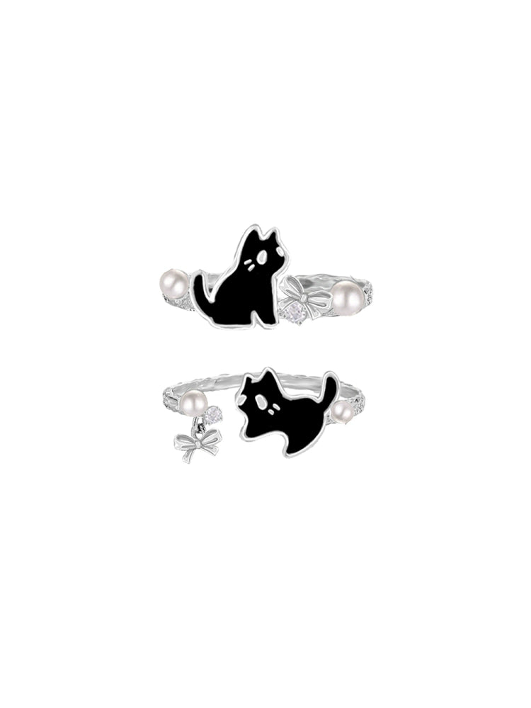 Black Cat Pearl Ring