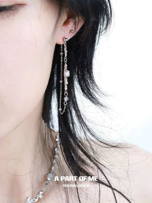 Elegant Agate Tassel Ear Clips
