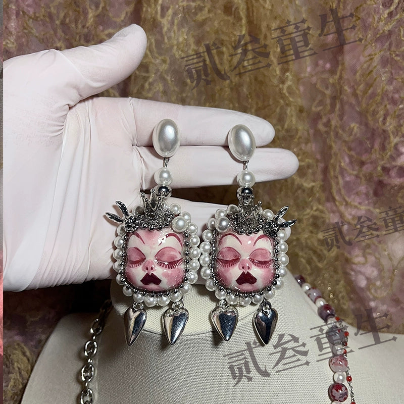 Earrings & Ear Cuffs-Ersan Tongsheng Original Heavy Industry Sweet Cool Niche Earrings Earclips Cute Niche Design Rock Punk Gift Recommendation