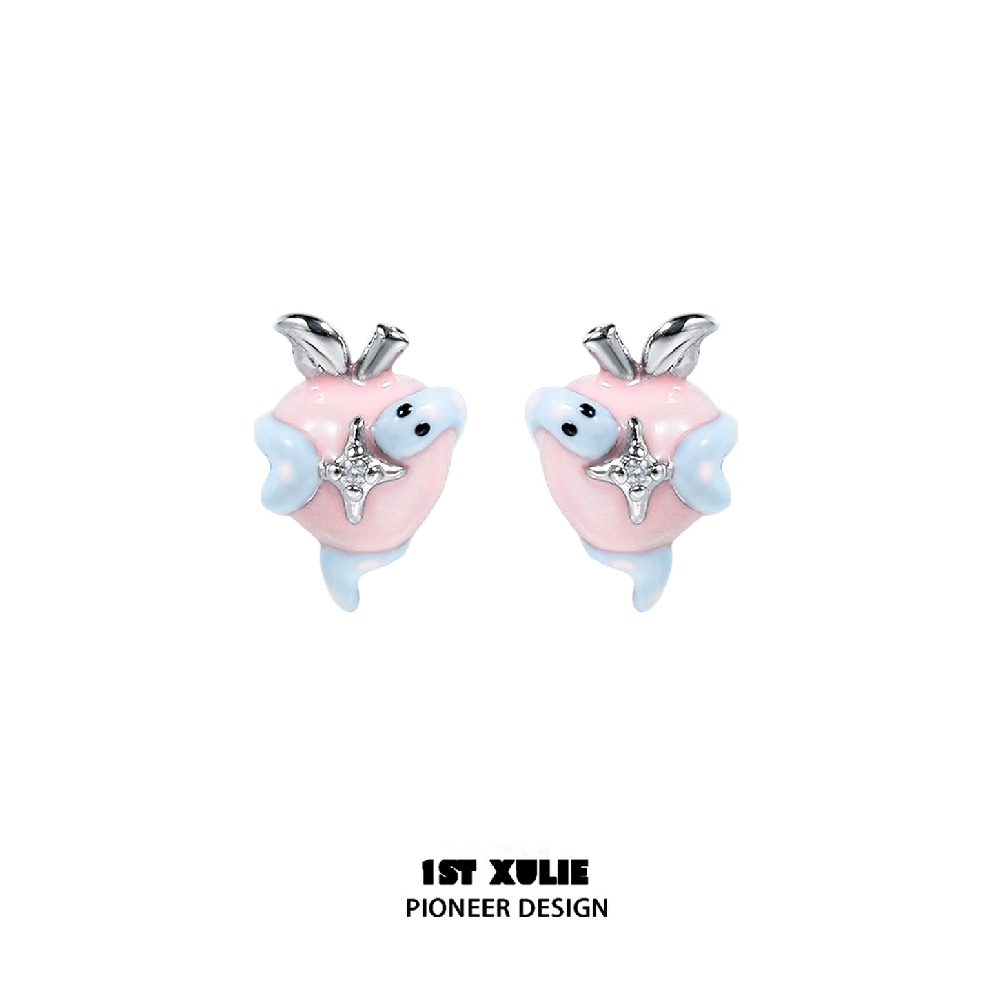 Cute Snake's Kiss Apple Earrings